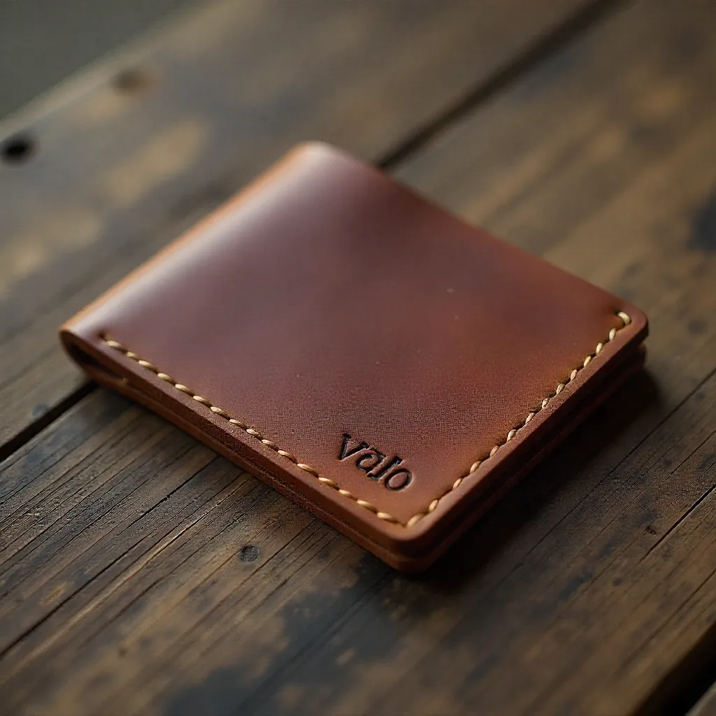Used leather cardholder with patina